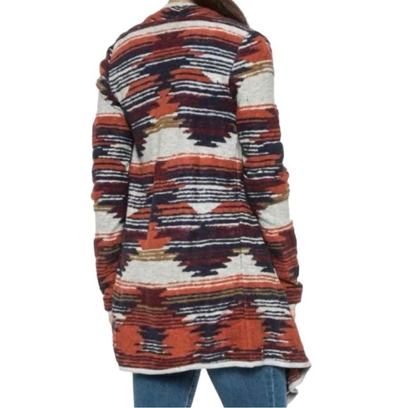 Lucky Brand Open Draped Cardigan Sweater In Aztec / Southwestern Print in Small - Picture 2 of 9
